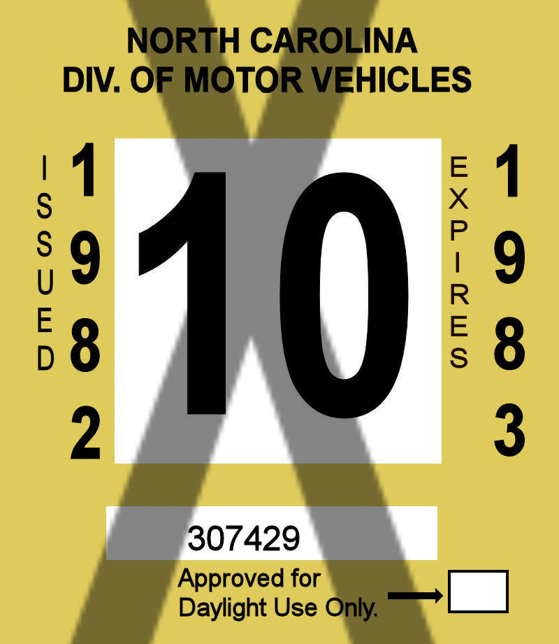 (image for) 1982-83 North Carolina Inspection Sticker